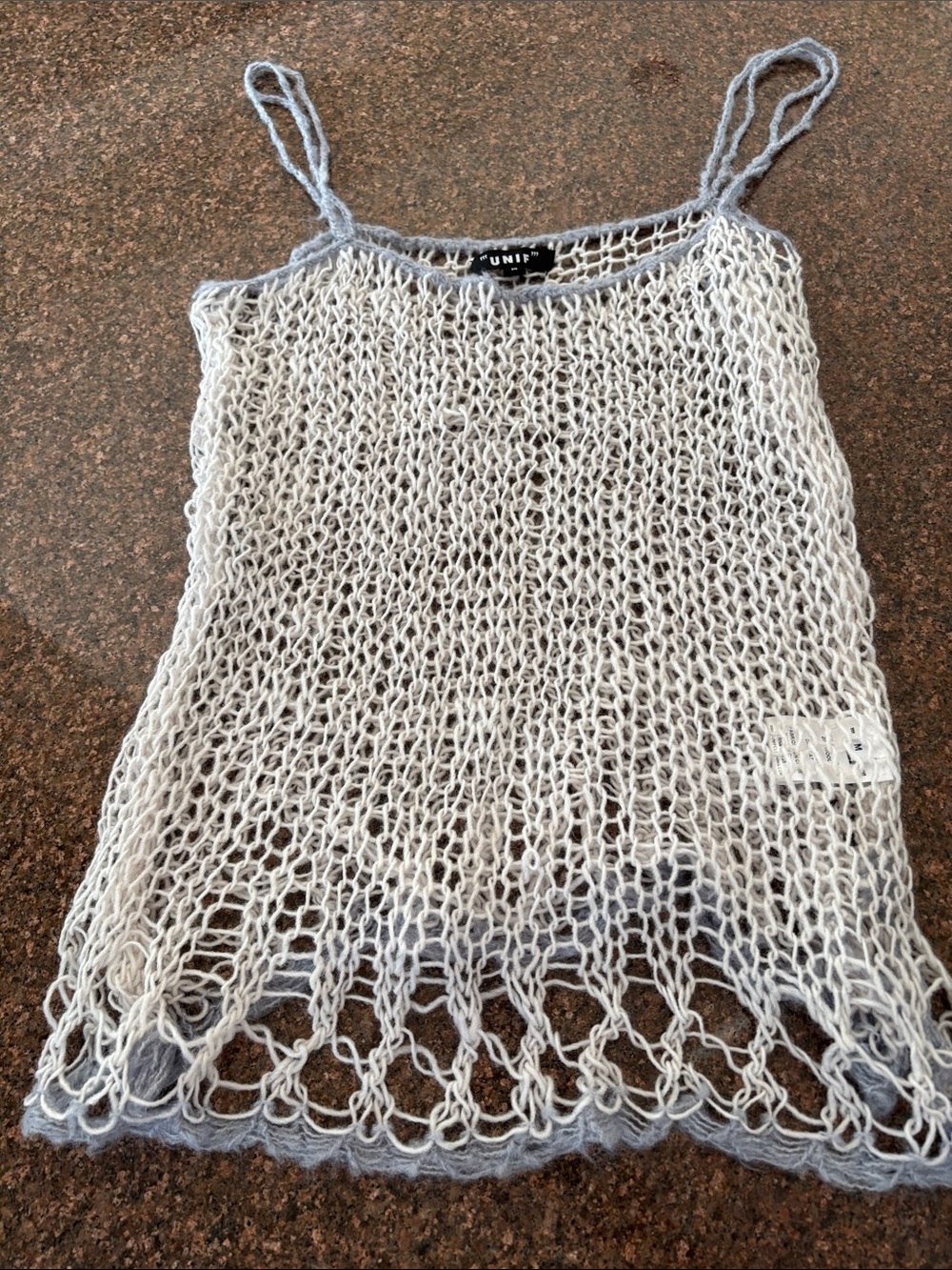 UNIF Ladies Light Gray Sheer Open-Knit Camisole-M